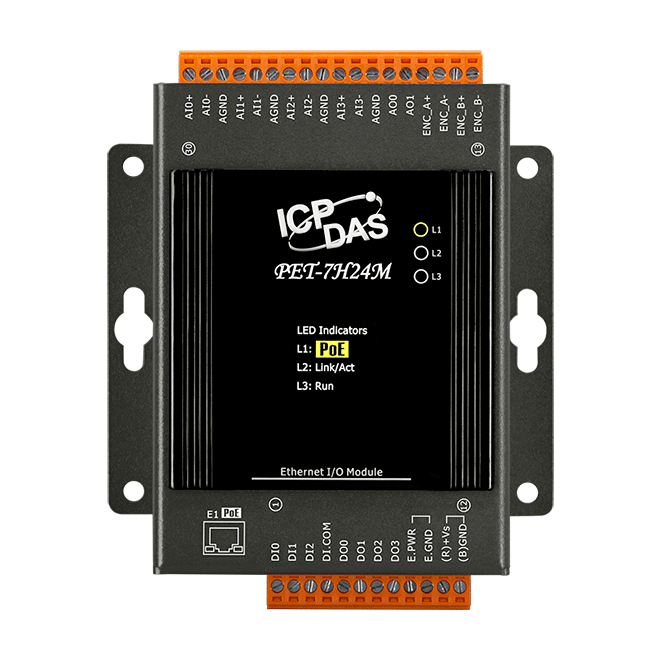 Pet-7h24m Poe Ethernet High Speed Data Acquisition Module With 4-ch 24-bit Simultaneously Sampled Ai, 2-ch Ao, 3-ch Di, 4-ch Do, 1-ch Encoder