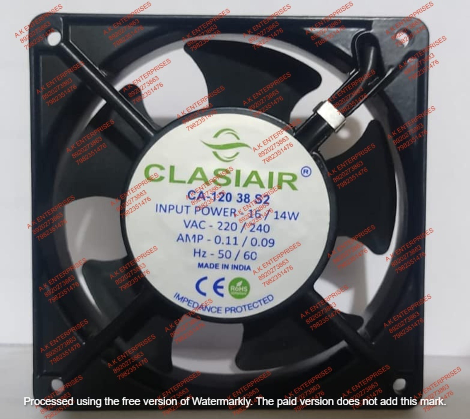 CLASIAIR FAN  Cooling Fan 4 Inch 120 X 120 X 38 MM CA-120 38 S2 For Heavy Machines Computer