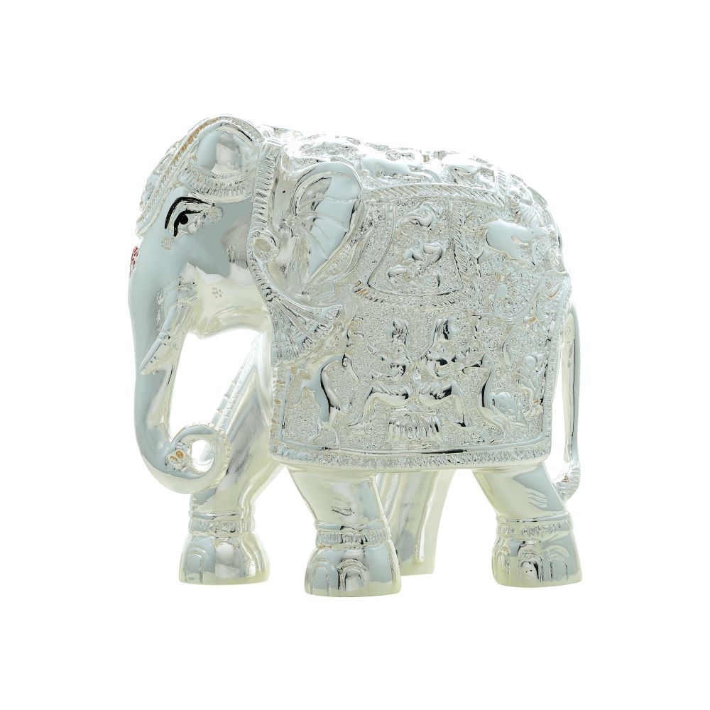 4 Inch Silver Plated Elephant Statue