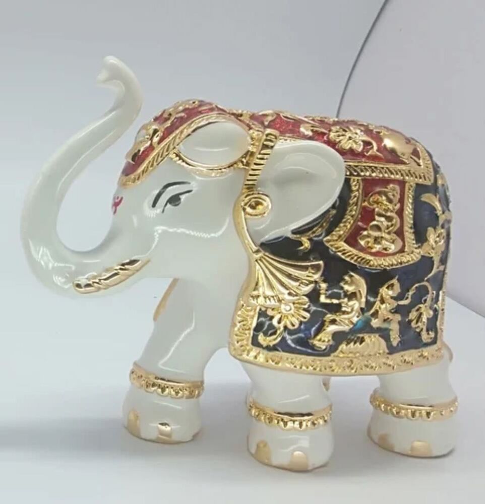 1182 Gold Plated Elephant Statue - Material: Fabric