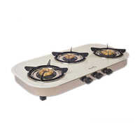 3 Burner Glass Elegant White Gas Stove