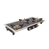 3 Burner Glass Frameless White Border Gas Stove