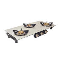 3 Burner Glass Frameless White Gas Stove