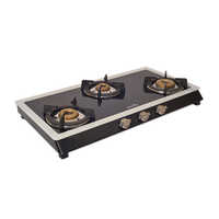 3 Burner Glass Kaff White Border Gas Stove