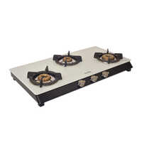 3 Burner Glass Kaff White Gas Stove