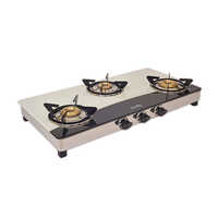 3 Burner Glass Square Black White Gas Stove