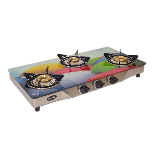 3 Burner Glass Square Digital Gas Stove - Ignition Type: Manual