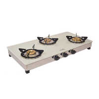 3 Burner Glass Square White Gas Stove