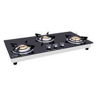 3 Burner Modern Glossy Glass Black Hob Gas Stove