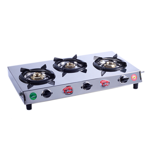 3 Burner Ss Triple Cook Gas Stove - Ignition Type: Manual