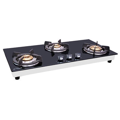 3 Burner Stylish Glass Hob Black - Ignition Type: Manual