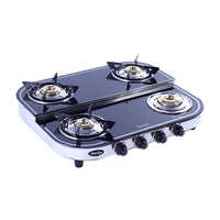 4 Burner Glass Double Decker Round Border Gas Stove