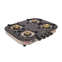 4 Burner Glass Elegant Black Gas Stove