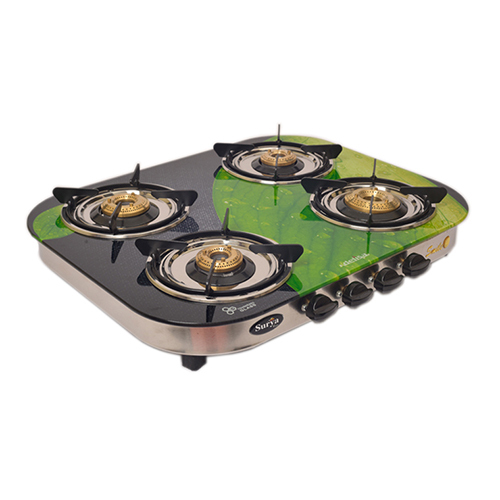 4 Burner Glass Elegant Digital Gas Stove - Ignition Type: Manual