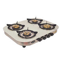 4 Burner Glass Elegant White Gas Stove