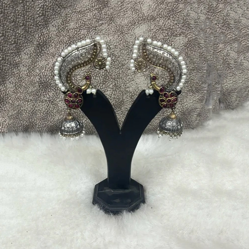 Silver Oxidised Earrings - Gender: Women