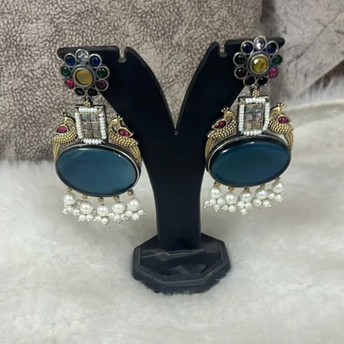 Blue Oxidized Earring - Gender: Women