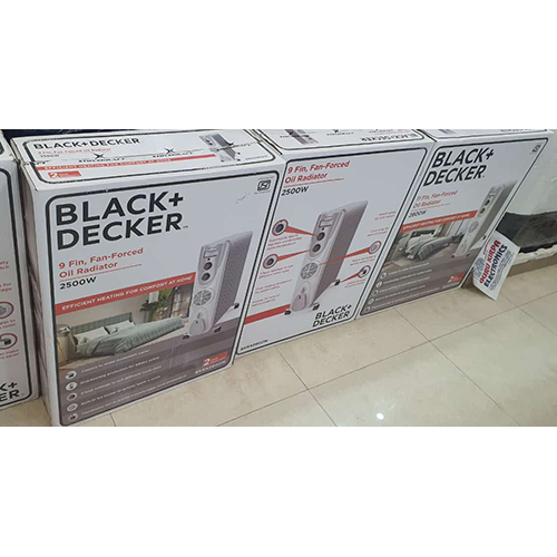 Black + Decker Fan Room Heater - Portable Electric 220-240 Volt | Sleek Design, Available in White or Black, Easy Installation, Warranty Included