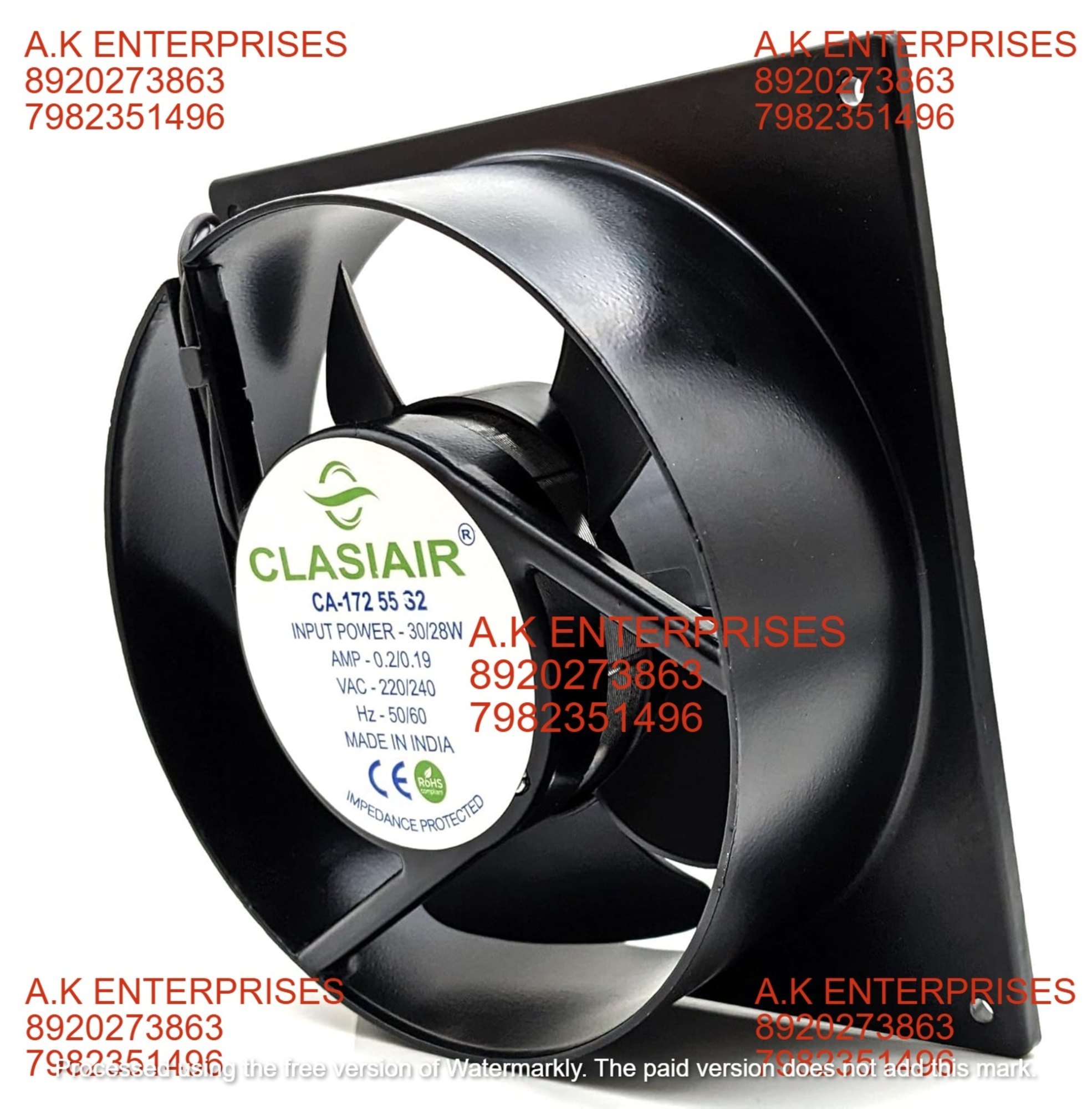 CLASIAIR CA-172 55 S2 Size 172X172X55mm AC220/240V 30/28W 2550/2750 RPM Brushless Air Cooling Fan