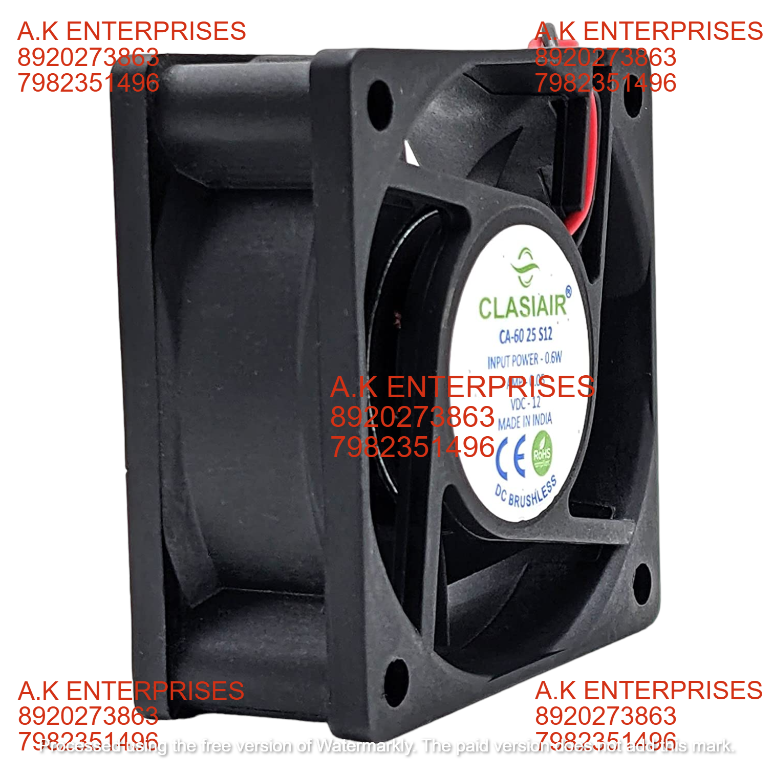 CLASIAIR CA-60 25 S12 Size 60X60X25mm DC12V 0.6W 3500/3600 RPM Brushless Air Cooling Fan