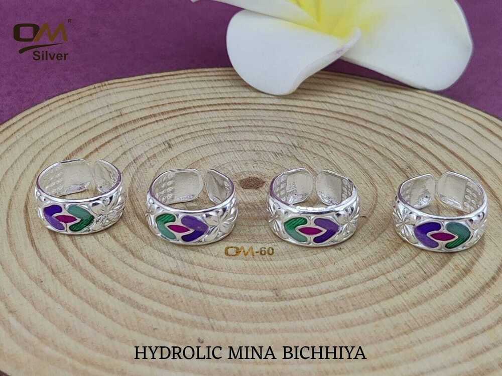 Silver Hydrolic Enemal Bichhiya - Silver, Toe Ring | Blend Of Tradition And Modern Design, Timeless Elegance, Bold Heritage Touch