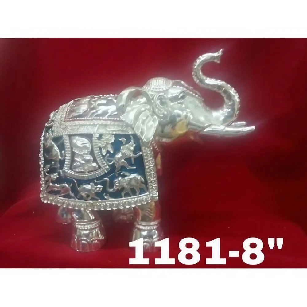 1181 Silver Coated Elephant Statue