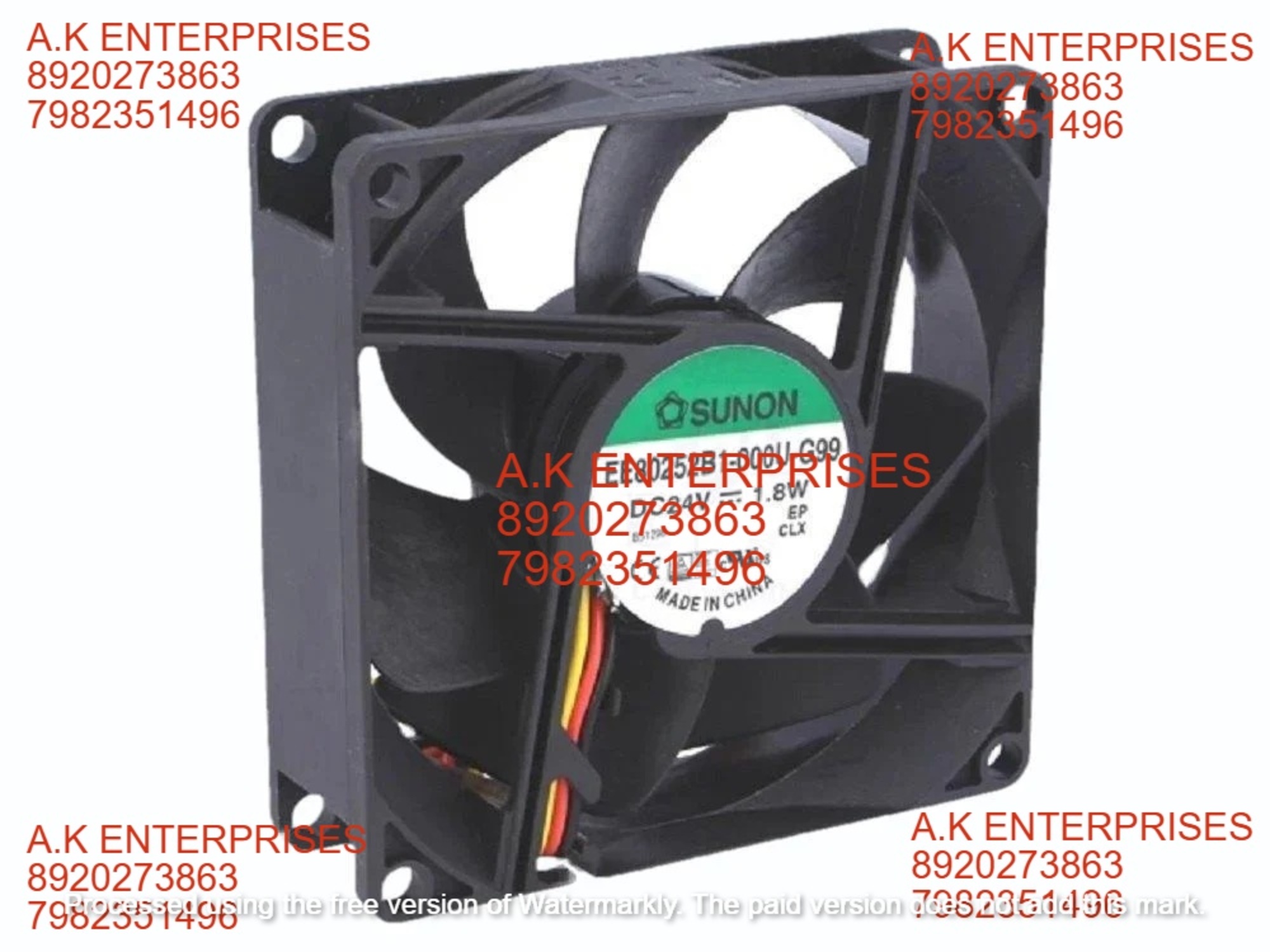 Sunon 1.8 W Ee80252b1-0000-a99 Cooling Fan, Size: 80 Mm X 80 Mm X 25 Mm, 24 V - Color: Black
