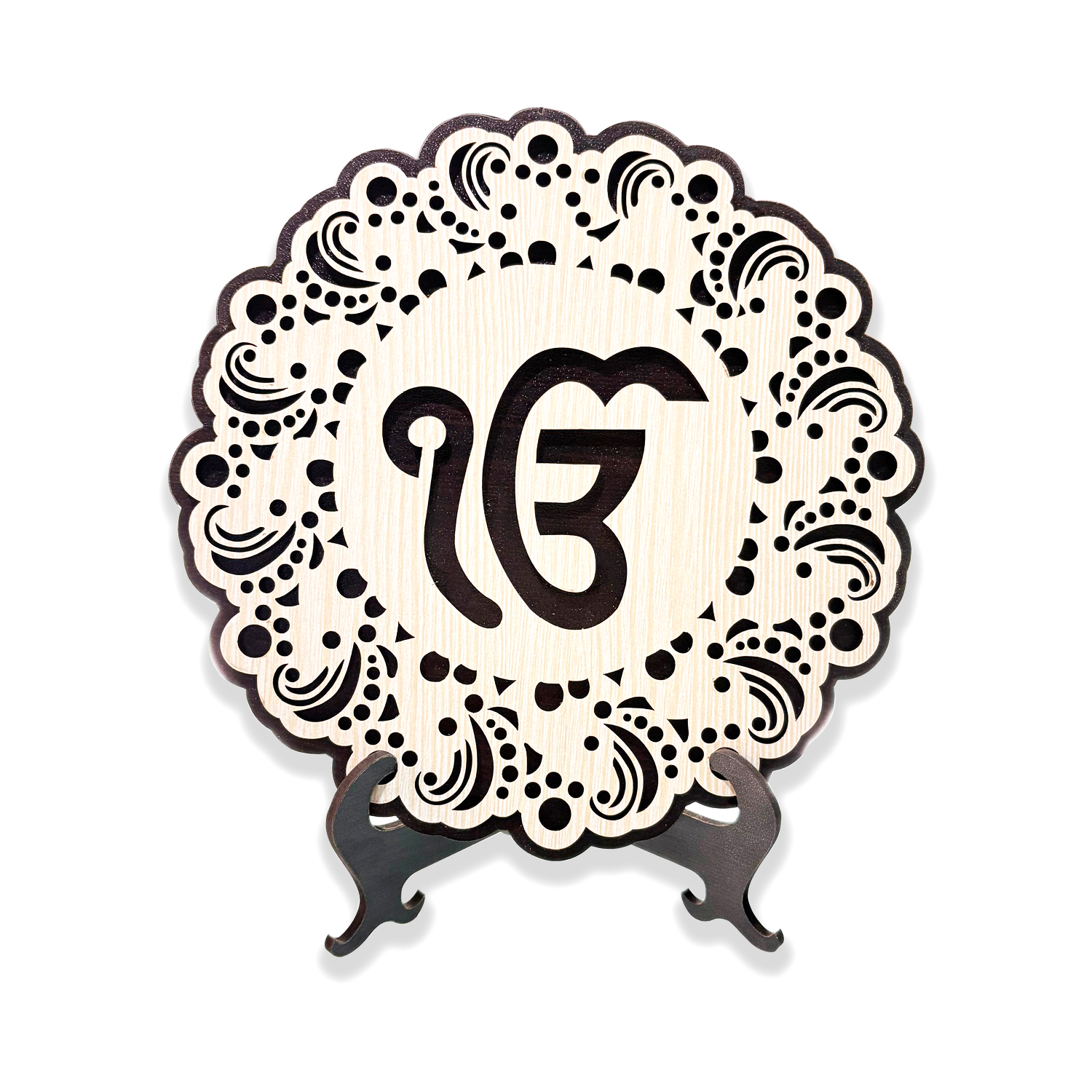 Print Ginnie Ik Onkar Table Top Wooden Showpiece - Wooden, Standard Size, Customised Shape | Sikh Spiritual Gift, Punjabi Decorative Showpiece