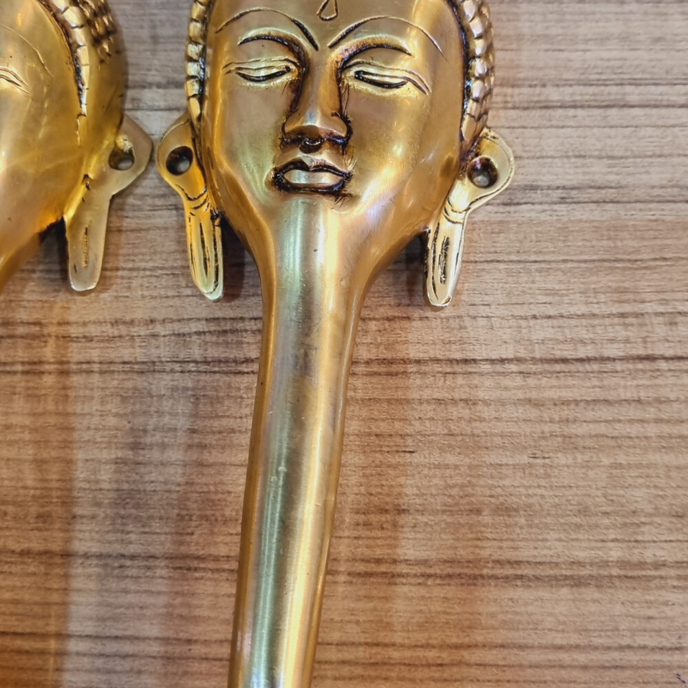 "Aakrati Brass Handle Of Gautam Buddha Brass Door Handle (Yellow Pack Of 2) "