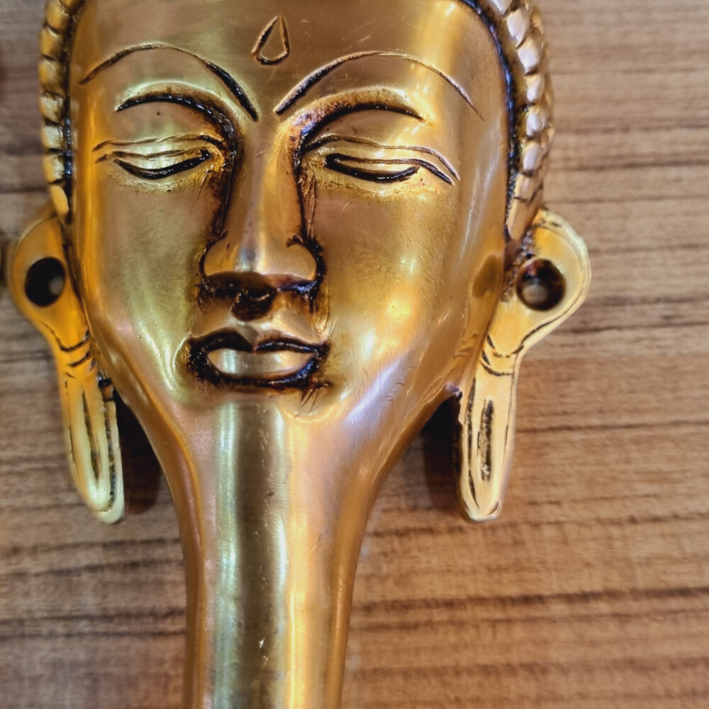 "Aakrati Brass Handle Of Gautam Buddha Brass Door Handle (Yellow Pack Of 2) "