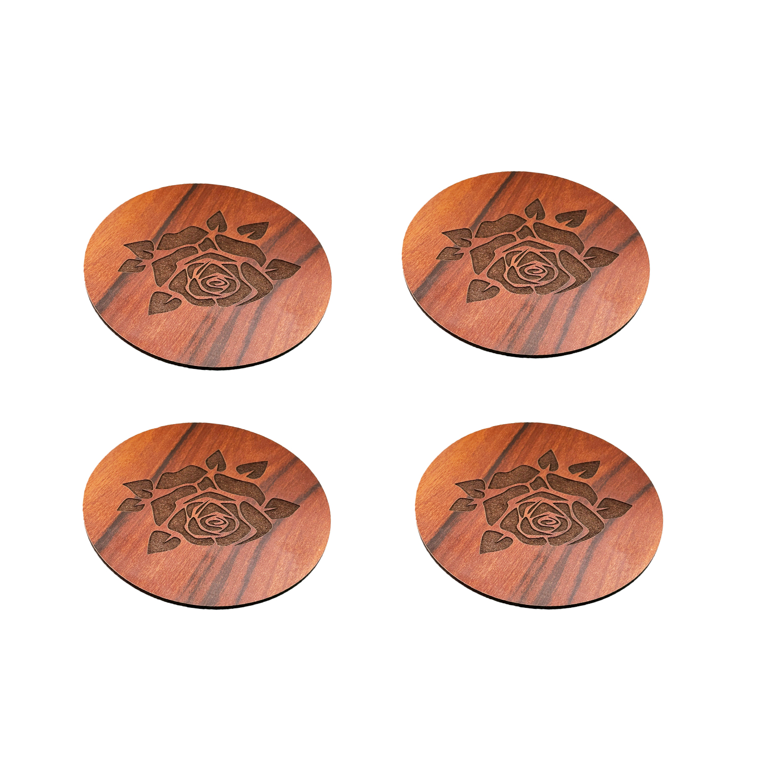 Coaster Set Of 6 Wooden Coasters With Proper Coaster Stand Coaster Set Fit For Tea Cups, Coffee Mugs And Glasses - Color: Brown &