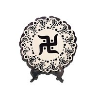 Print Ginnie Designer Khanda Wooden Showpiece Sikh Religious Symbol Table Stand Decorative Showpiece