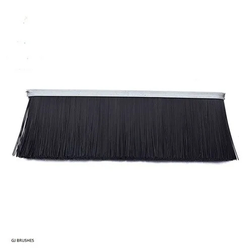 Straight Strip Brush - Galvanized Steel or Stainless Steel, 245 mm Length, Black Nylon Bristles 50 mm Long, Medium Stiffness for Industrial Cleaning