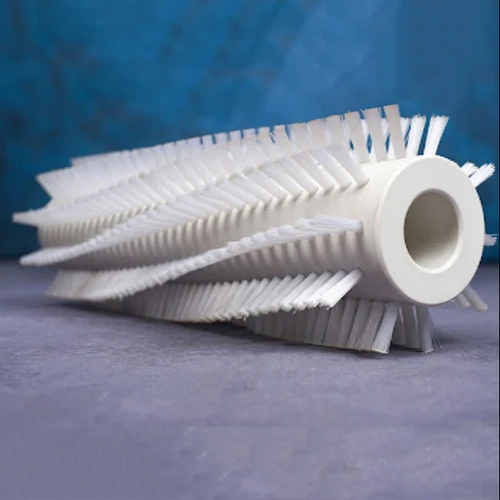 Cylindrical Nylon Brush Roller - Bristle Color: White