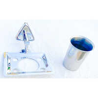 Pyramid Tumbler Holder - Stainless Steel, Customized Size, Silver Color, Glossy Finish, Rectangular Shape, Rust-Resistant Design
