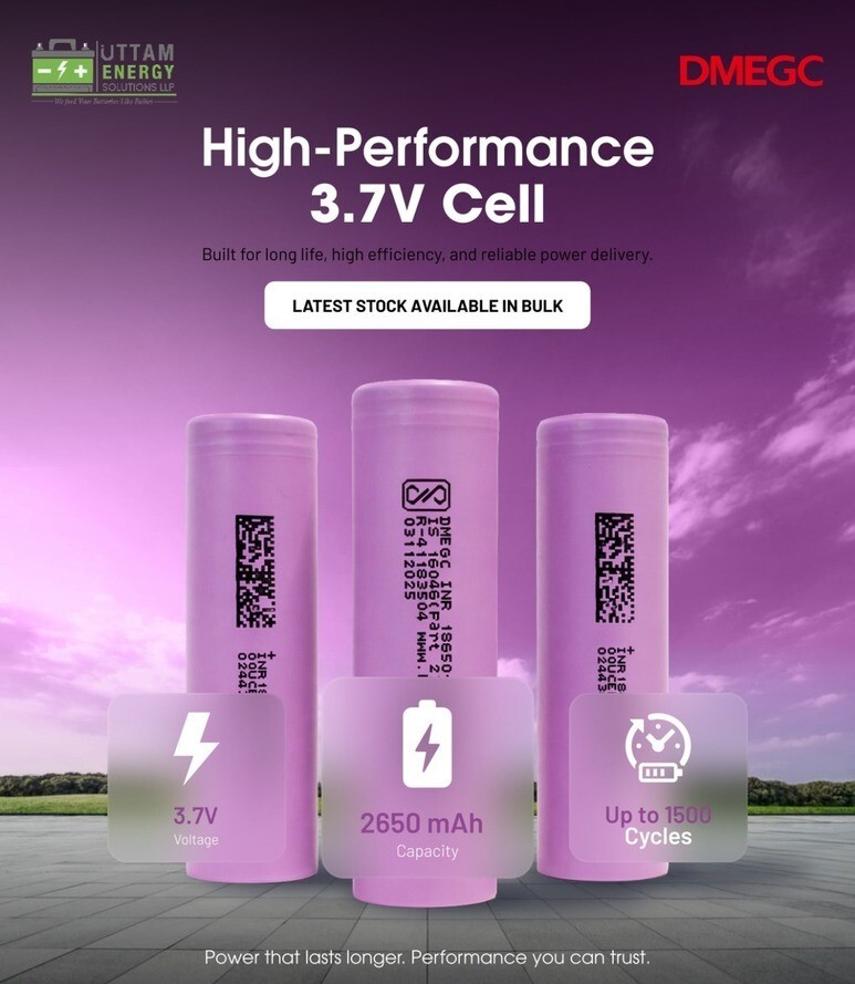 2600 mAH AA Lithium Ion Battery Cell - 3.7 Volt Nominal Voltage , Sealed Plastic Cover, Rechargeable High-Drain Performance