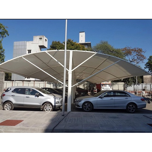 Outdoor Tensile Car Parking Shade - Waterproof PVC Material Different Thickness Options Elegant Plain White Style for Outdoor Car Protection