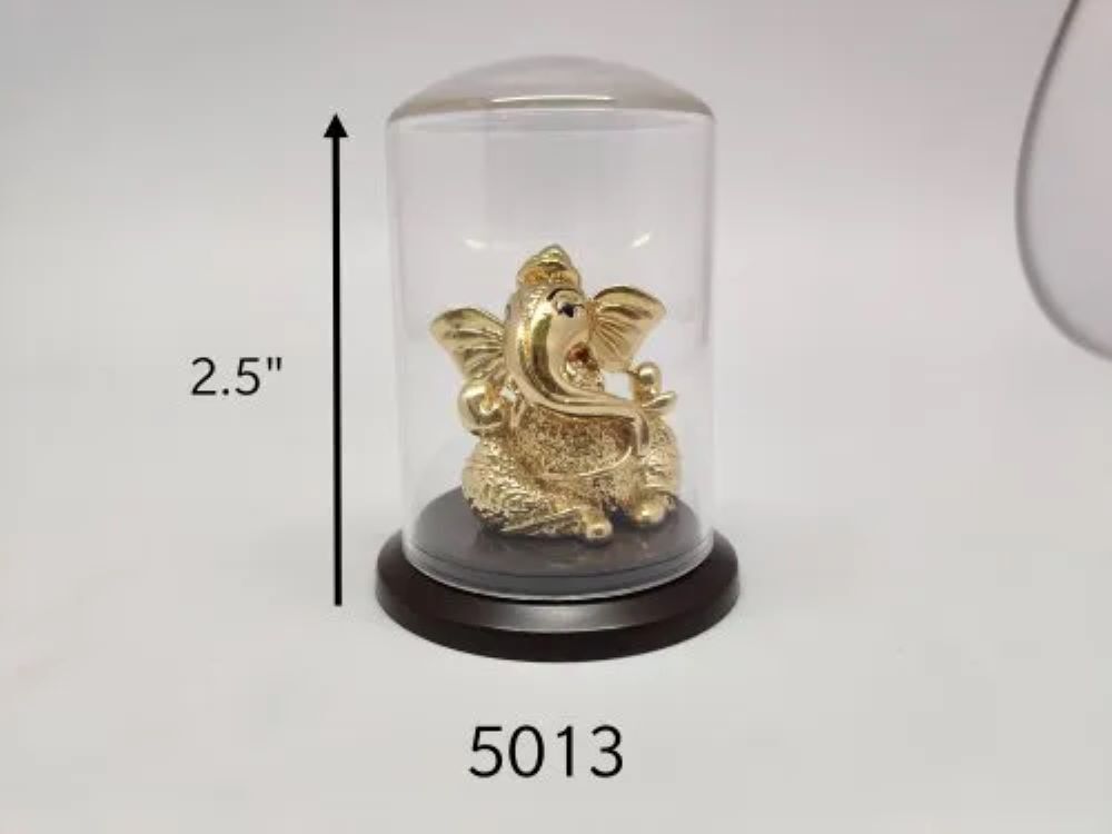 Divine Golden Lord Ganesha, Gold God Statue - Height: 2.5 Inch (In)