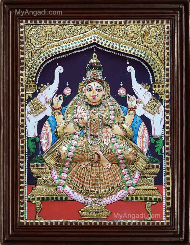 Lakshmi Double Emboss Tanjore Painting