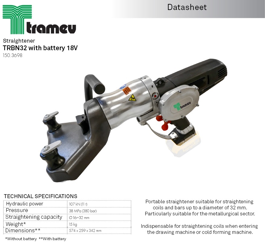 TRBN32 Battery Operated Steel Bar Straightener Machine