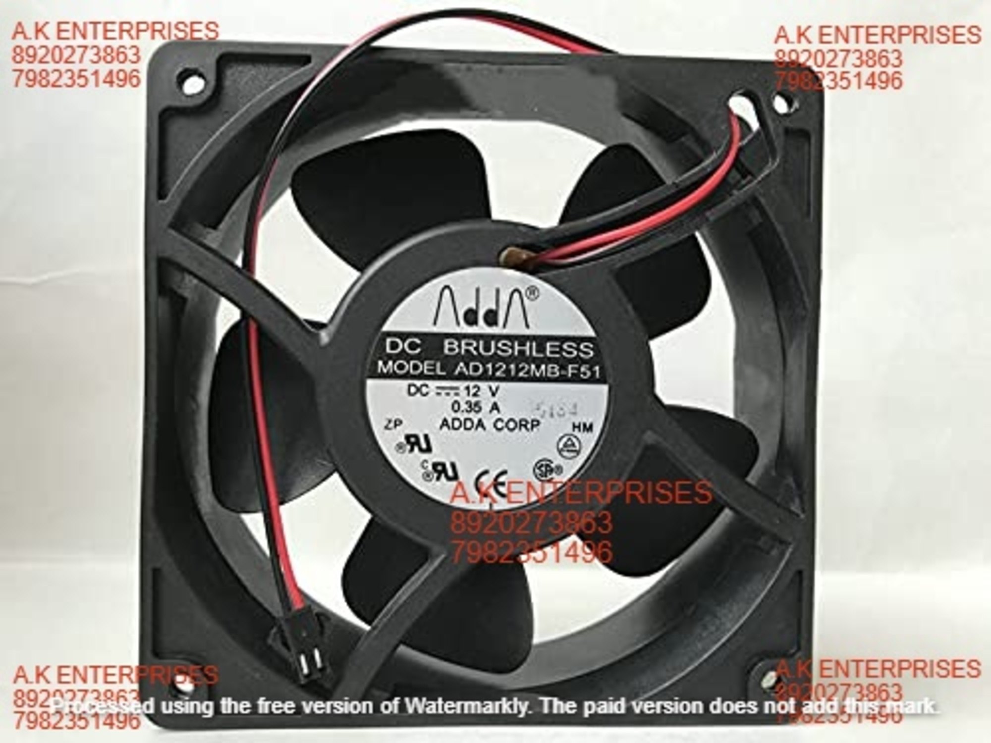 ADDA AD1212MB-F51 DC12V 0.35A Plastic Frame Axial Cooling Fan