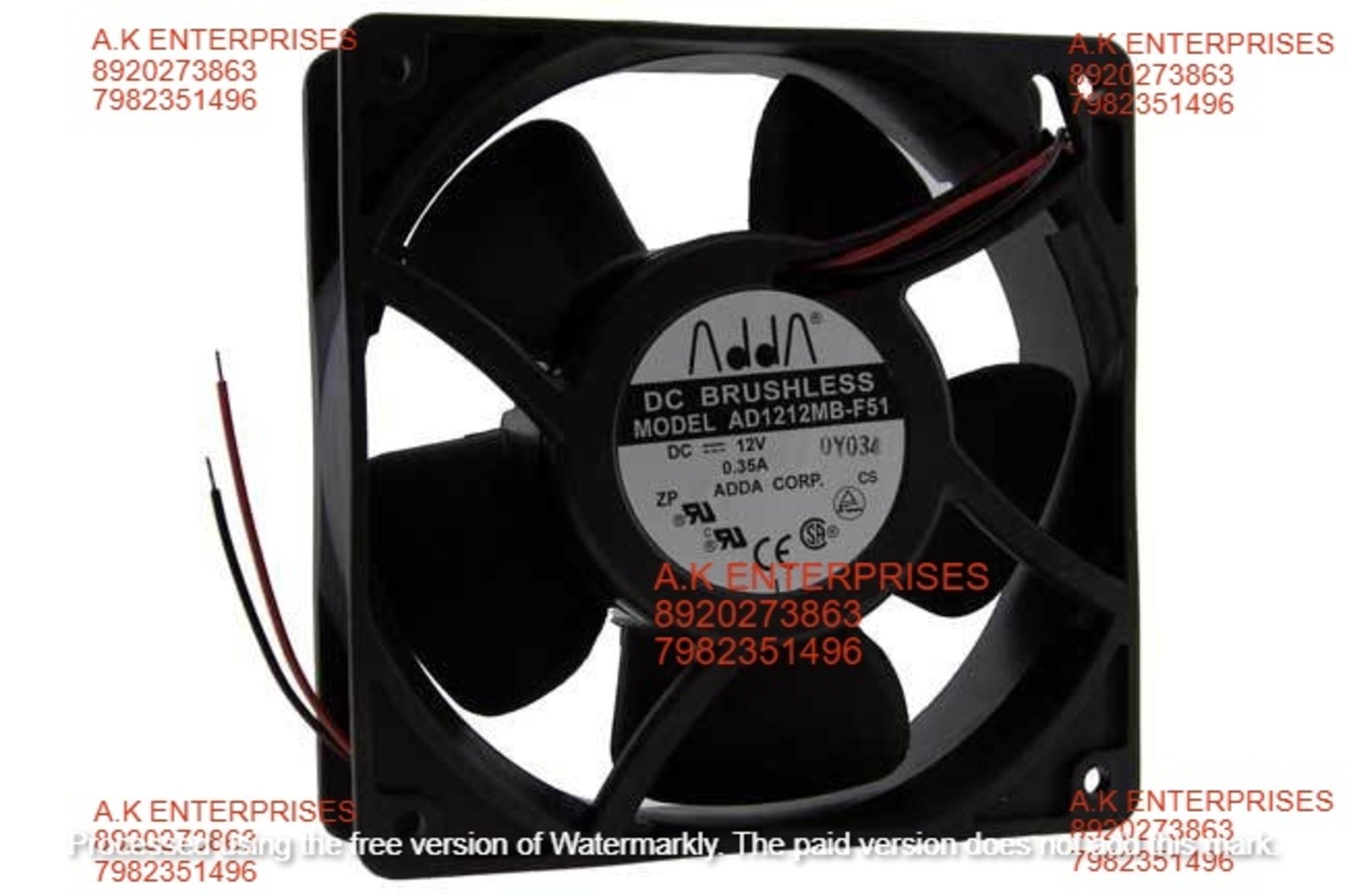 Adda Ad1212mb-f51 Dc12v 0.35a Plastic Frame Axial Cooling Fan - Color: Black