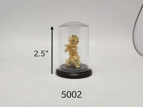 Gold Plated Krishna Idol - 2.5 Inch Decorative Acrylic Dome Durable Abs Base In Golden Finish | Easy To Clean Easy To Install Indian Religious Theme