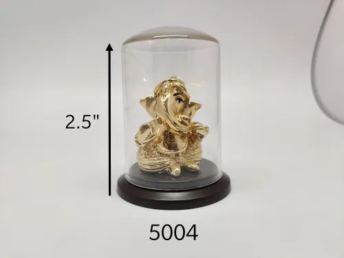 Gold Plated Ganpati Idol - Height: 2.5 Inch (In)