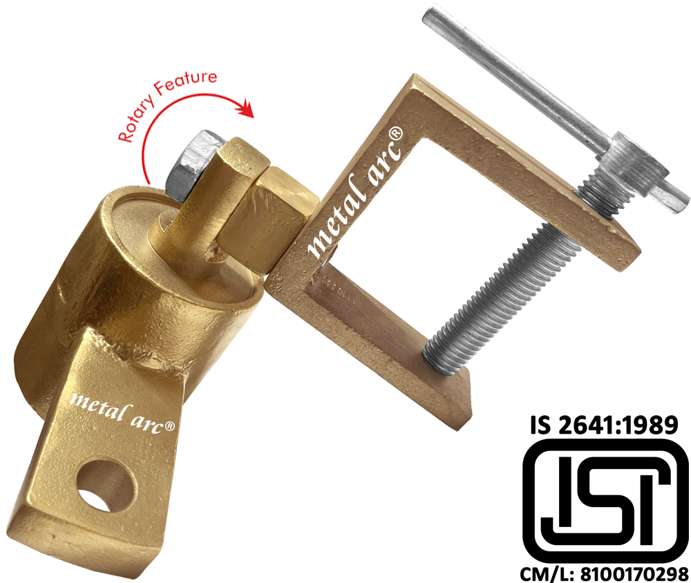 Isi Marked St1 Series C Type Combo Earth Clamp St1b9rr1b6l - High Copper Alloy, 1200 Amps, 360â° Revolving, Rubber Insulated Handle, Heavy Duty Design