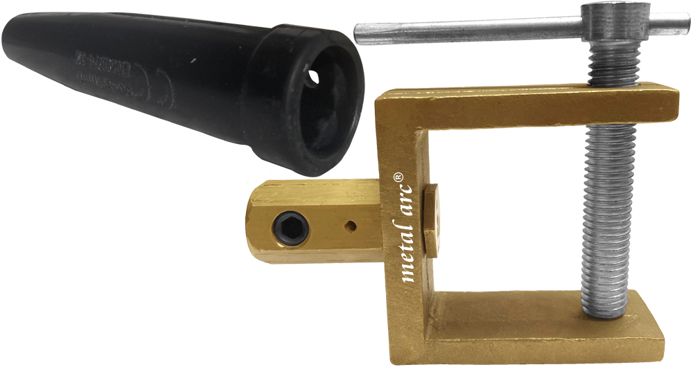 C/ J Type Earth Clamp - Er-1000 Amps, Heavy Duty Copper Alloy, Brass Finish | Ce Certified, 360 Degree Rotary Design, Optimal Current Transfer, Rubber Insulated Cable Covers