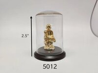 Divine Golden Sai Baba Statue - Resin, 2.5 Inches, Gold Plated | Durable, Easy To Clean, Protective Acrylic Dome For Religious Worship