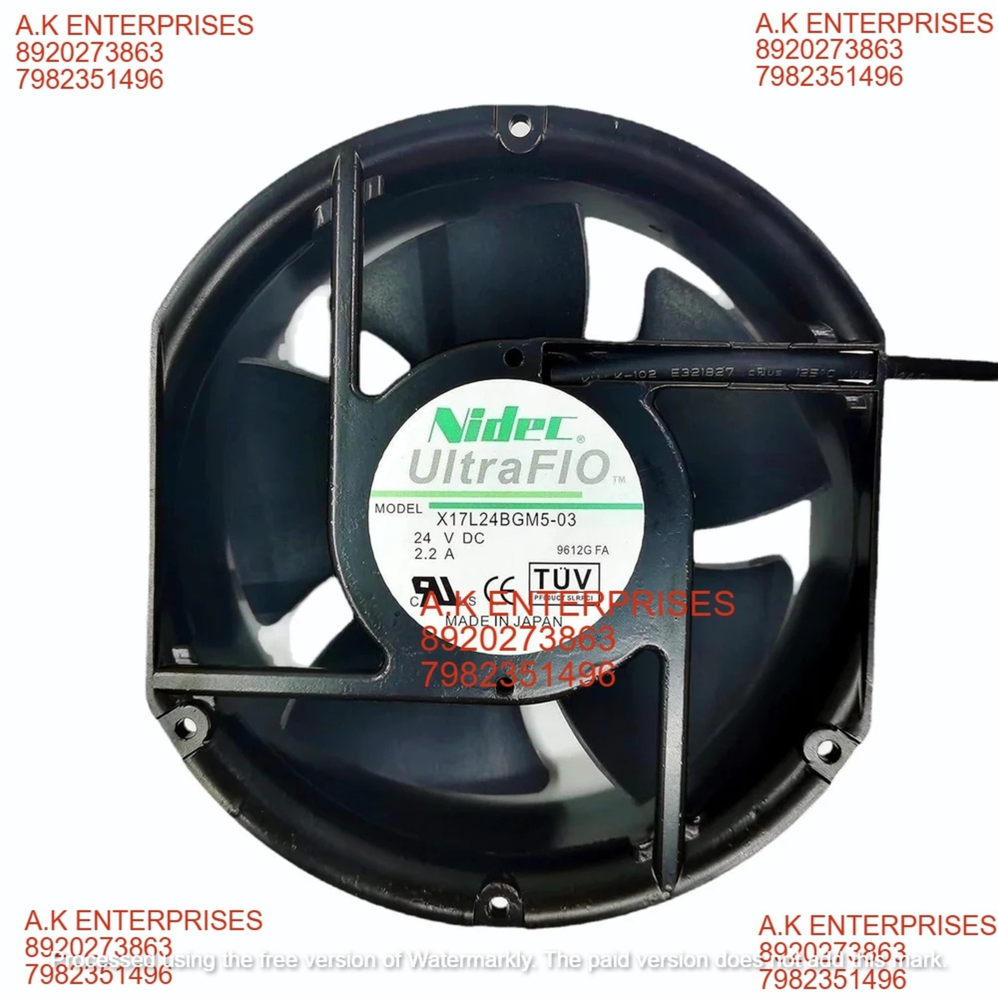 Stainless Steel X17L24BGM503 Nidec Cooling Fan, Size: 172 Mm X 172 Mm X 50 Mm, 24 V