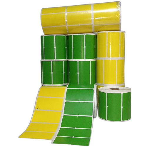 Colored Barcode Label - Durable Paper, 50x50 Mm Round Shape, Yellow And Green Colors | Strong Adhesive For Easy Application And Long-term Use