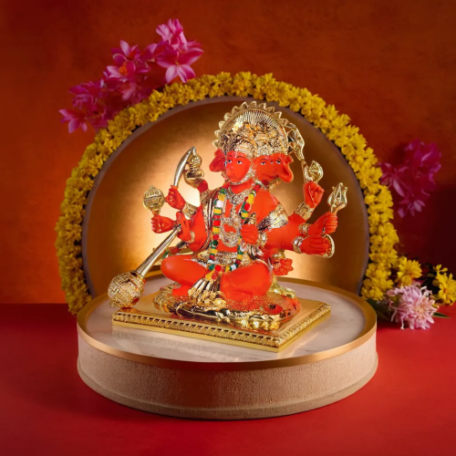 Embrace Ultimate Protection with Gold Plated Panchmukhi Hanuman Statue